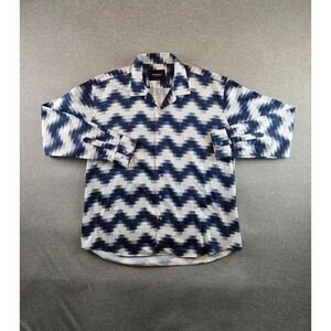 Maceoo Archimedes Shirt Mens 8 4XL Wave Blue Long Sleeve Button‎ Up